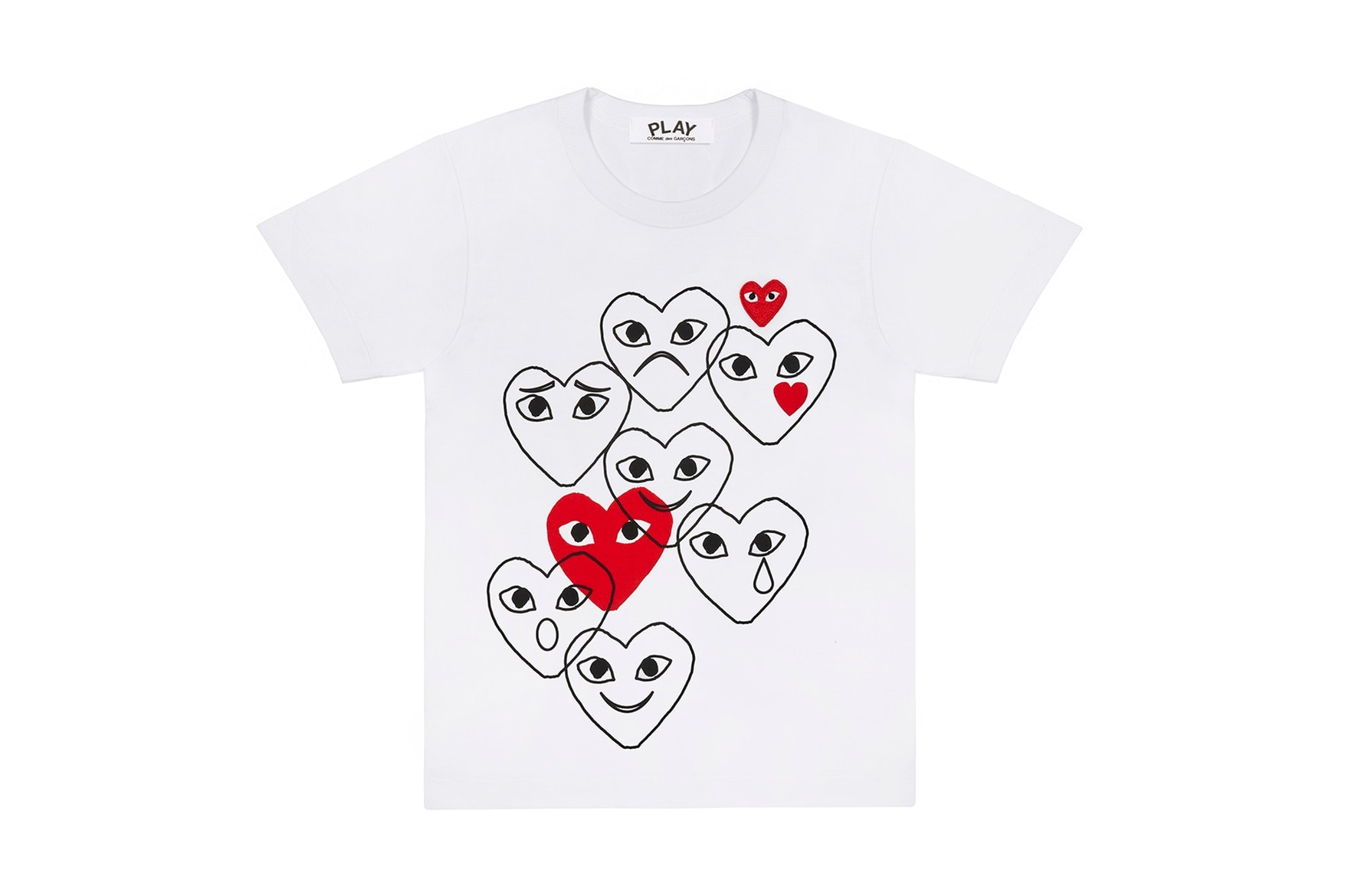 COMME des GARÇONS PLAY Emoji Play T-Shirt Hearth With Eyes Red Black White