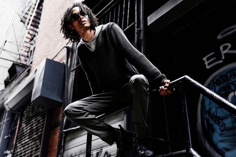 John Varvatos Eyewear 2017 Fall Lookbook The Windsor sitting on banister