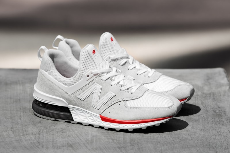 New Balance 574 Sport 574S Black White Premium Nubuck Suede Mesh