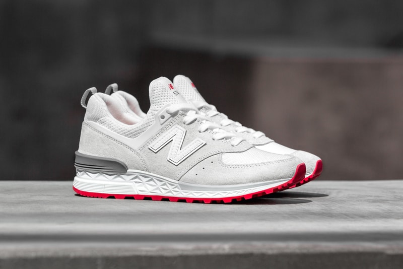 New Balance 574 Sport 574S Black White Premium Nubuck Suede Mesh