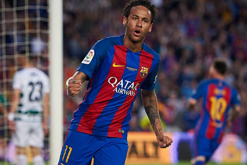 neymar jr fc barcelona goal jersey kit qatar airways la liga SD Eibar Camp Nou Stadium May 21 2017 Spain PSG paris saint germain transfer buyout july messi