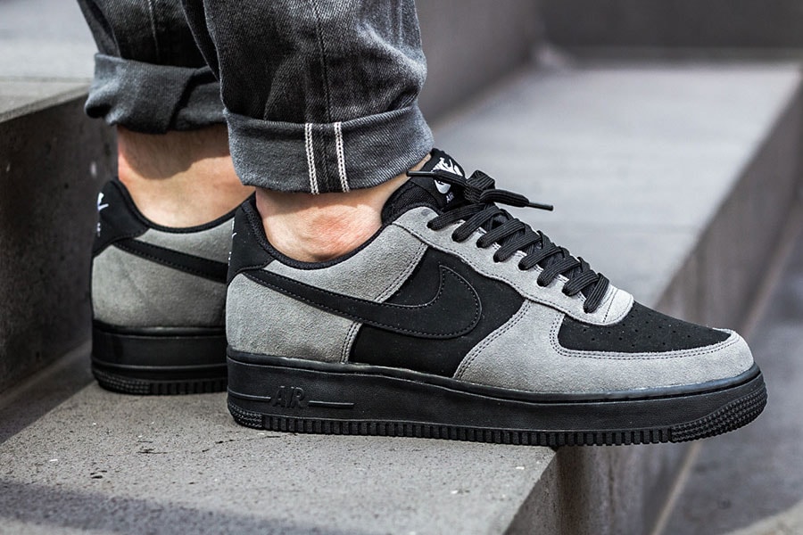 Nike Air Force 1 Low Leather Black Red Swoosh Classic All Sizes