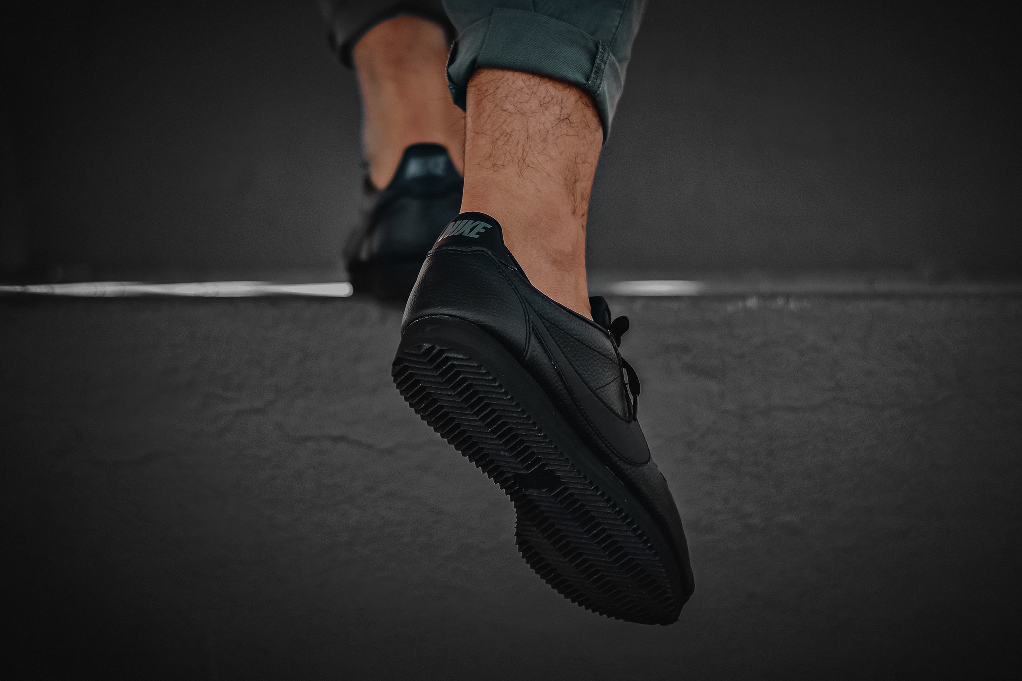 Nike Cortez Leather Triple Black On Feet Shoes Sneakers Footwear 2017 July Release Date Info