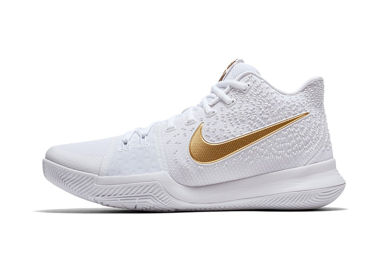 Nike Kyrie 3 Finals White Gold swoosh nba 2017 summer irving cleveland cavaliers cavs