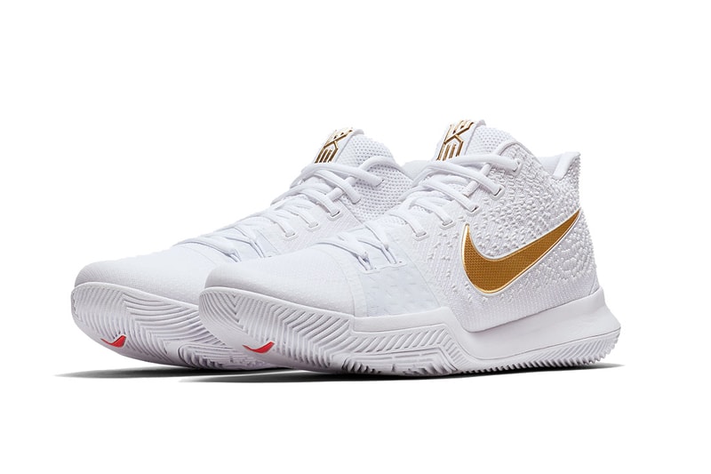 Nike Kyrie 3 Finals White Gold swoosh nba 2017 summer irving cleveland cavaliers cavs