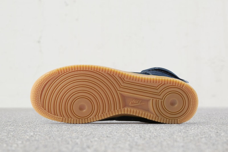 NIKEiD Air Force 1 High Indigo gum bottom midsole sole blue denim navy