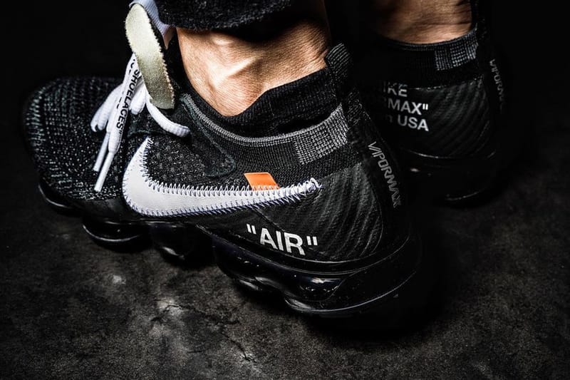 black off white vapormax on feet