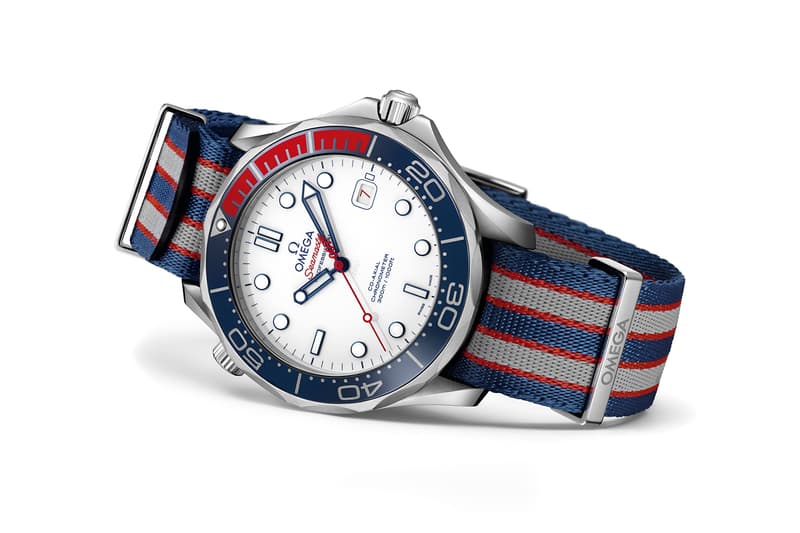 James Bond OMEGA Seamaster Diver 300M Commanders Watch Limited Edition timepiece red white blue british royal navy