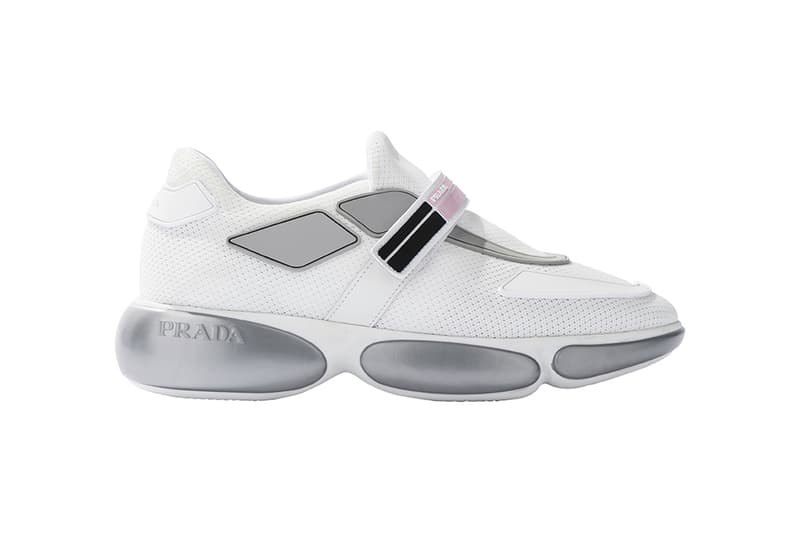 Prada Cloudbust Sneakers Shoes Footwear 2017 Fall Winter White Green Pink Black strap pods silver