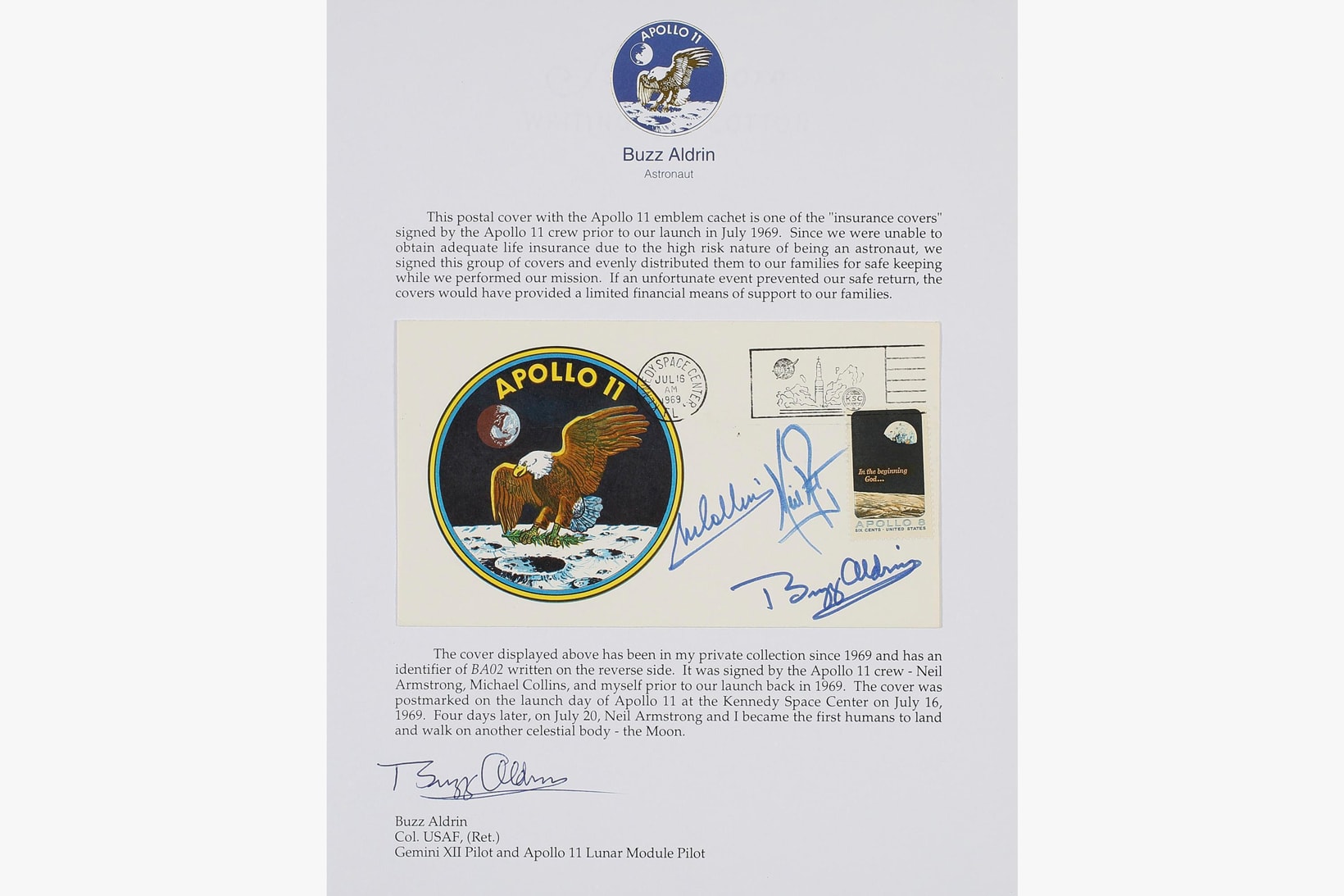 NASA Apollo 11 Gemini Mercury Sothebys eBay Auction Space Vintage Memorabilia