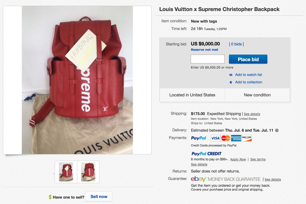 louis vuitton supreme bag price