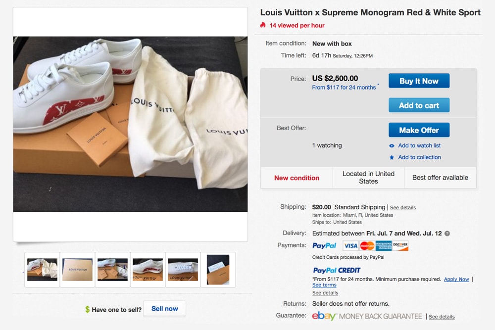 Supreme Louis Vuitton Early Resell Prices