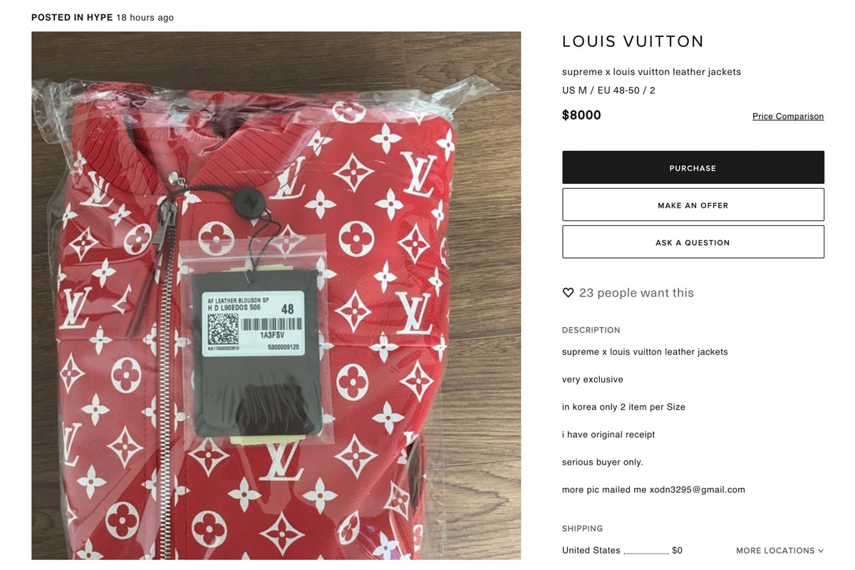 supreme x lv hoodie price malaysia Supreme x Louis Vuitton Absurd Resell Prices | HYPEBEAST