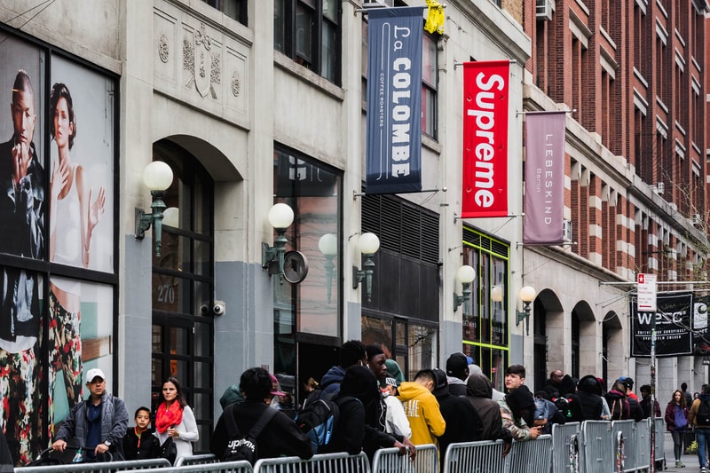 Supreme Banner Box Logo New York City NYC Red White Lafayette Street