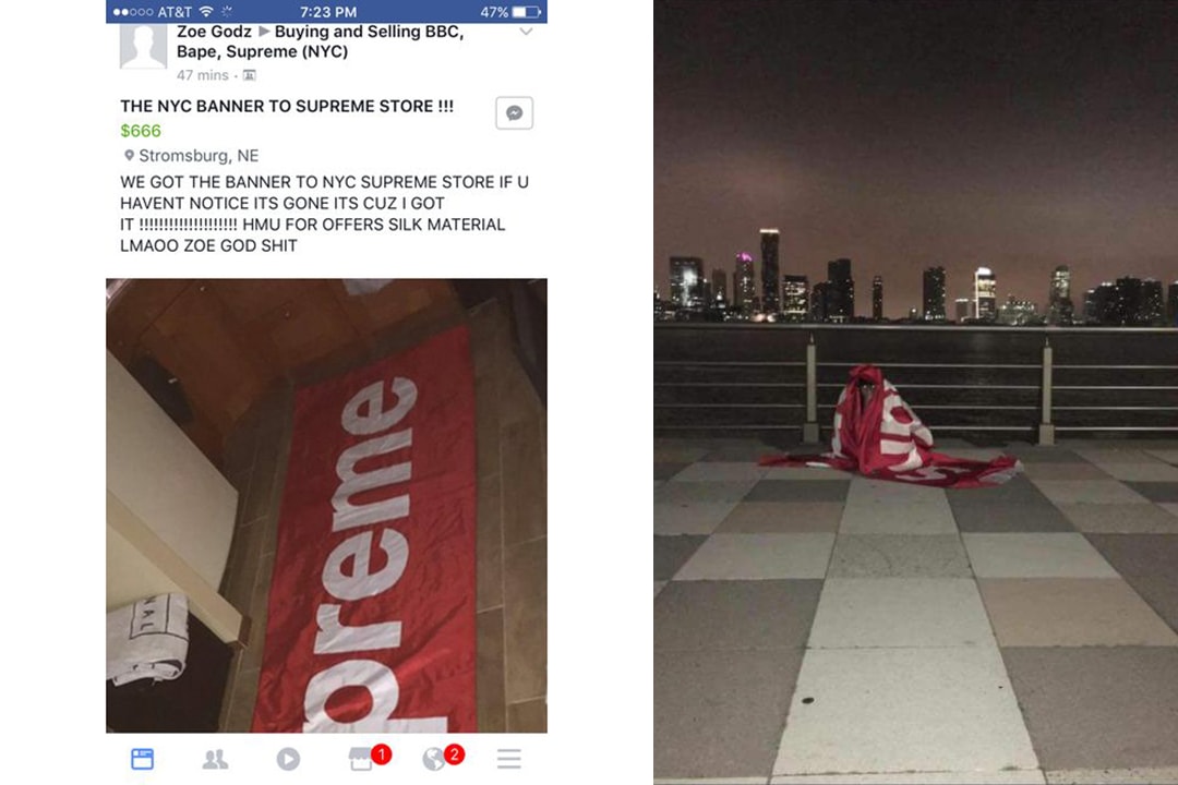 Supreme Banner Box Logo New York City NYC Red White Lafayette Street