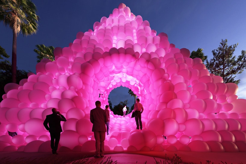 Cyril Lancelin Town and Concrete Pyramid Pink Balloons Architecture Design Installation