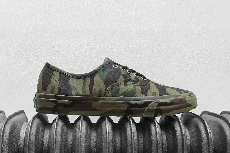 Vans authentic mono olive camo skate shoes Clearance