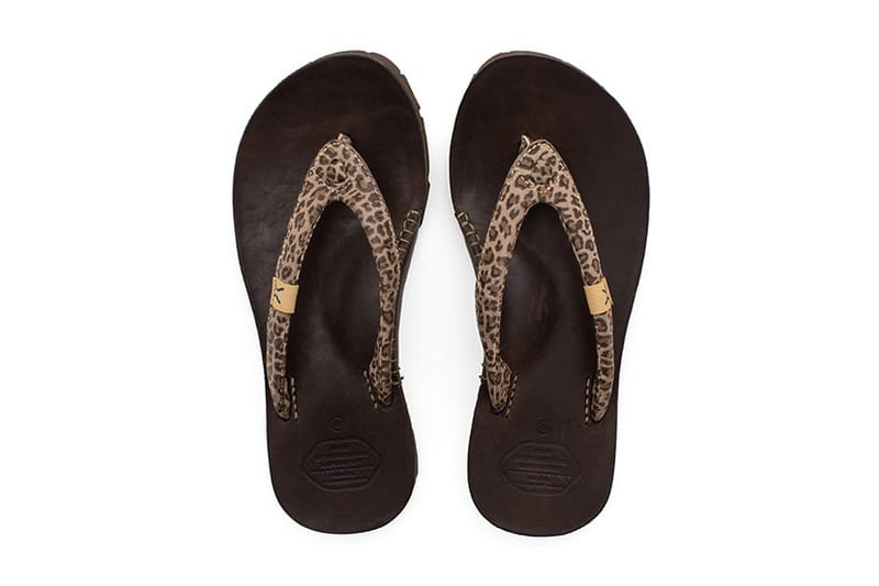 animal leather flip flops