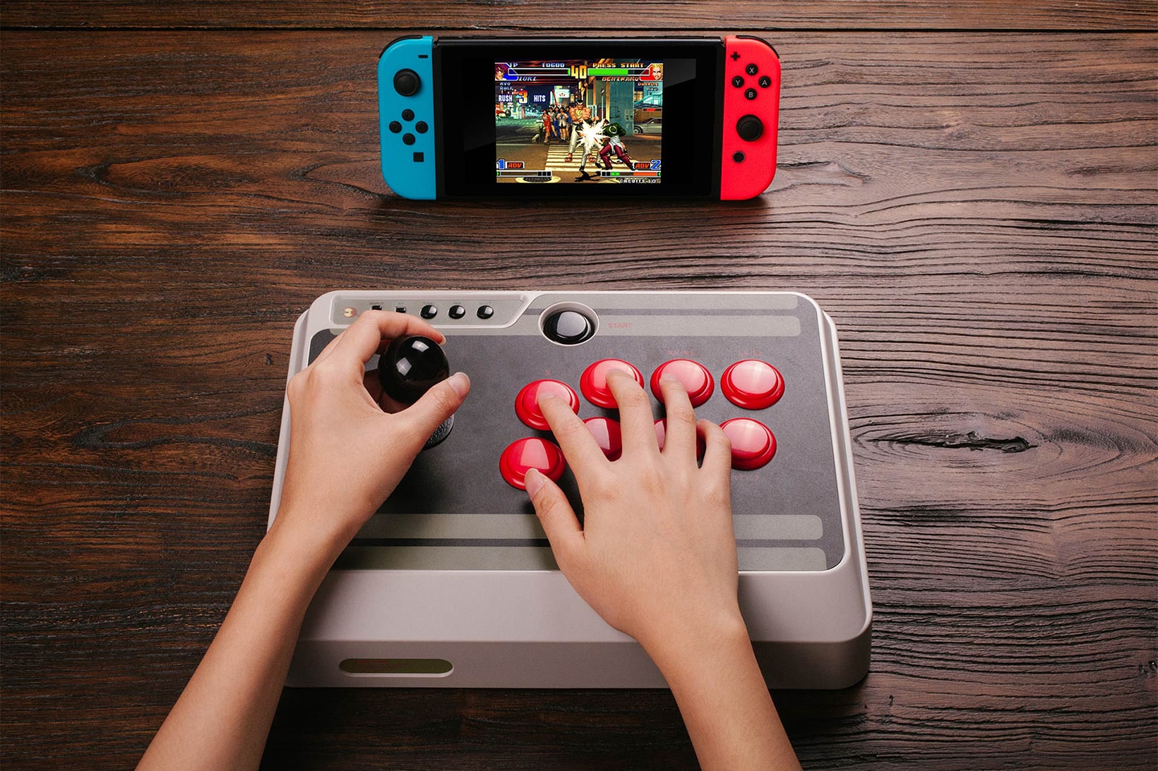 8Bitdo NES30 Arcade Stick Fighting Games Nintendo Switch Windows Android Apple macoS Mac Steam PC Compatible
