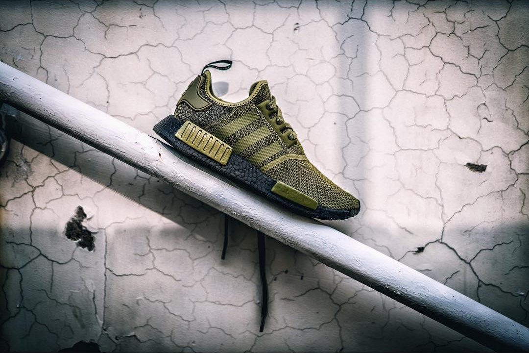 adidas NMD Olive Green Black BOOST Sole Sneakers Shoes Footwear 2017 Release