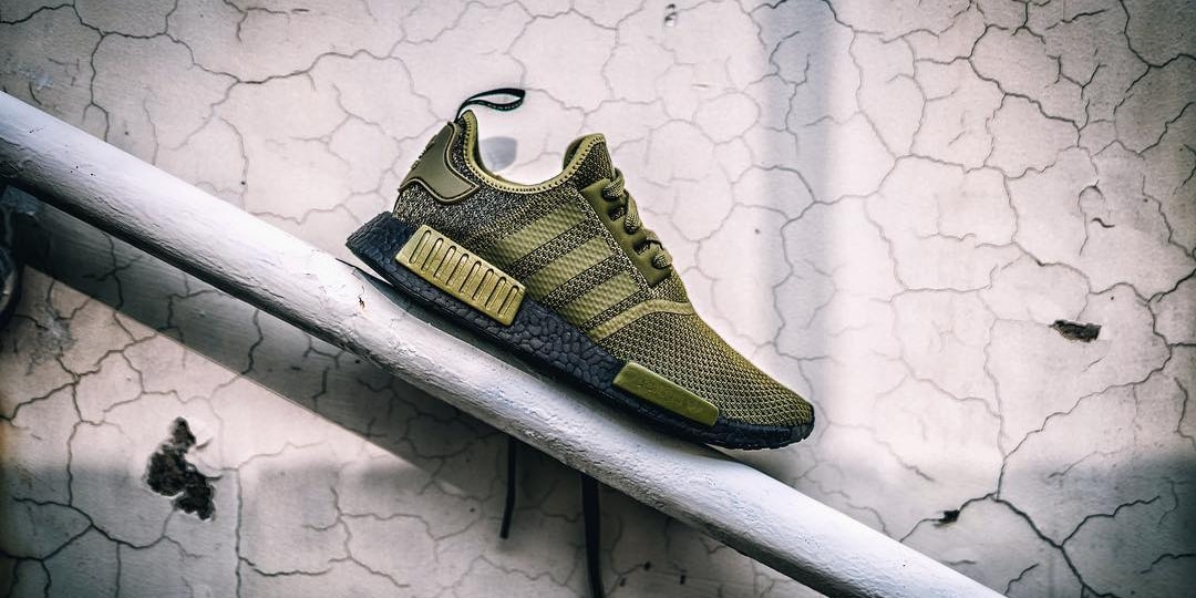 Adidas nmd r1 olive green mesh toe Clearance