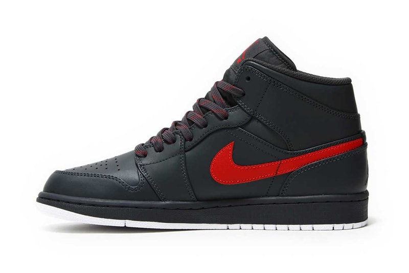 Air Jordan 1 Mid Anthracite and Gym Red
