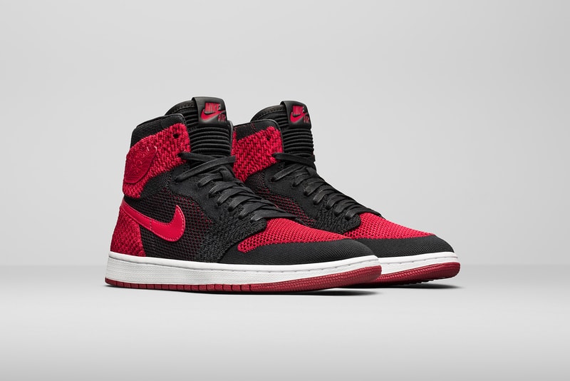 Air Jordan 1 Retro Hi Flyknit Black White Varsity Red