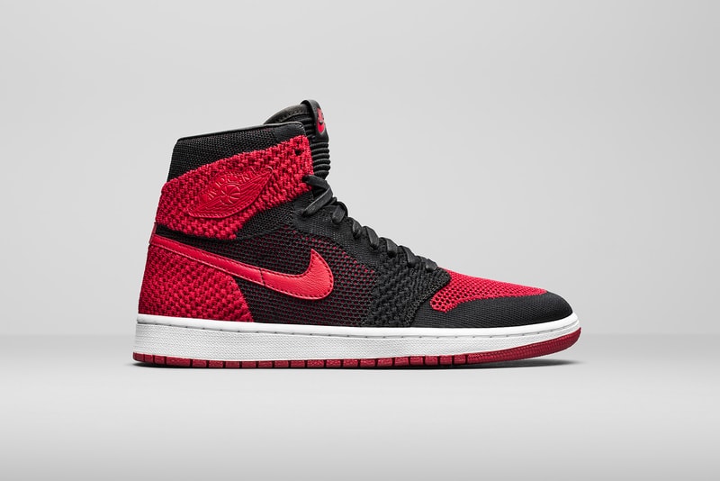 Air Jordan 1 Retro Hi Flyknit Black White Varsity Red