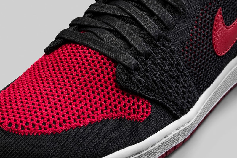 Air Jordan 1 Retro Hi Flyknit Black White Varsity Red