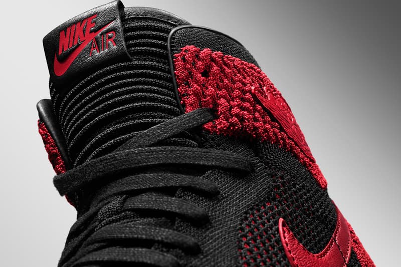 Air Jordan 1 Retro Hi Flyknit Black White Varsity Red