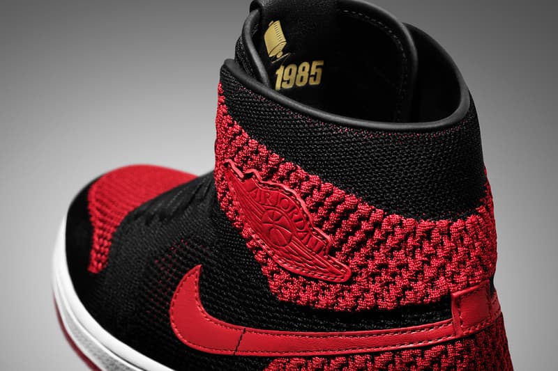 Air Jordan 1 Retro Hi Flyknit Black White Varsity Red