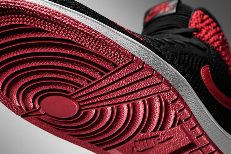 Air Jordan 1 Retro Hi Flyknit Black White Varsity Red