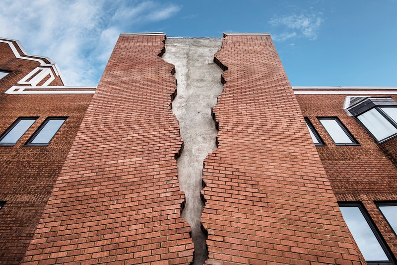 Alex Chinneck Split Brick Facade London Six Pins Half Dozen Needles