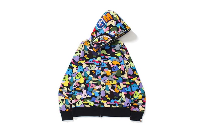 A Bathing Ape BAPE Multi Camo 2017 August 19 Jacket Shark Hoodie Tee T Shirt Ape Head Baby Milo