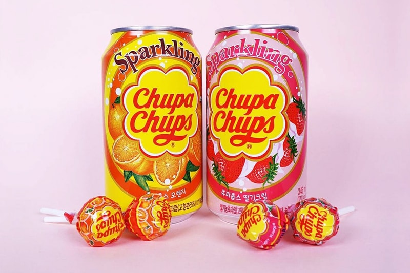 Chupa Chups Sparkling Drink South Korea Strawberry and Cream Orange Grape