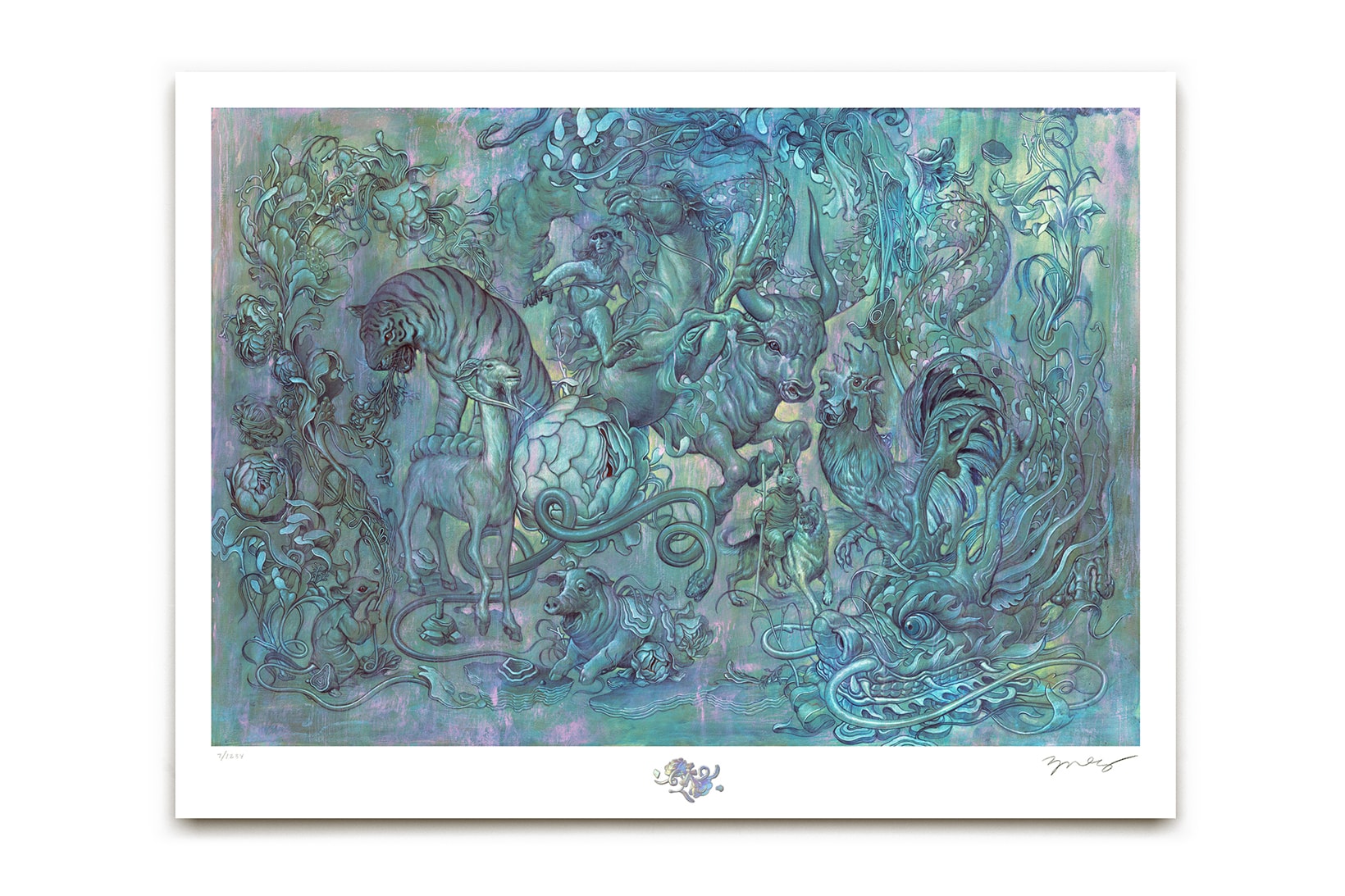 James Jean Hunting Party II Print Art Artwork Chinese Zodiac animals tiger ox chicken rooster monkey bull