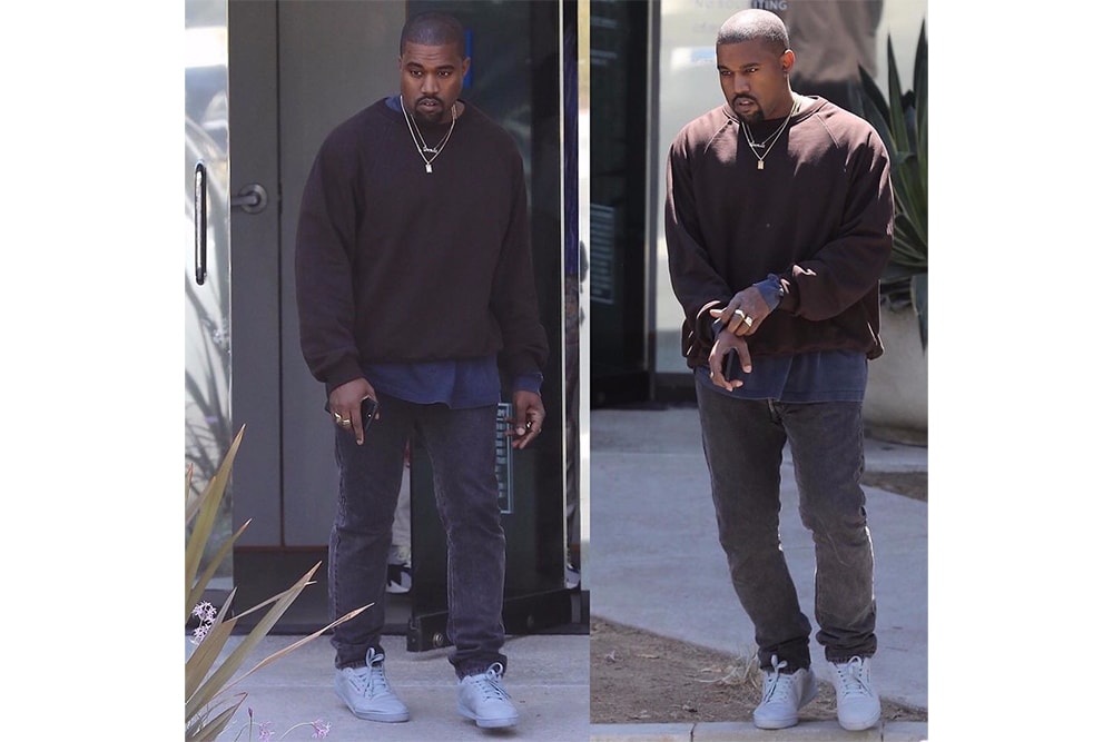 Kanye West Wears Previously Unseen Tonal Gray Powerphase adidas Yeezy Calabasas