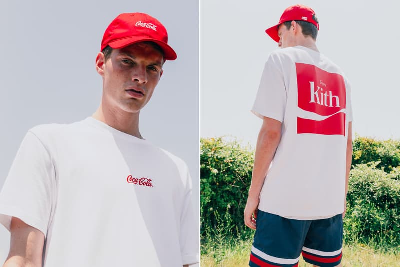 KITH Coca Cola Capsule Collection Lookbook red hoodie blue swim trunks Converse Chuck Taylor red surfboard