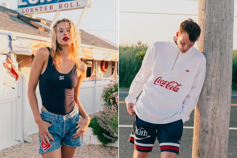 KITH Coca Cola Capsule Collection Lookbook red hoodie blue swim trunks Converse Chuck Taylor red surfboard