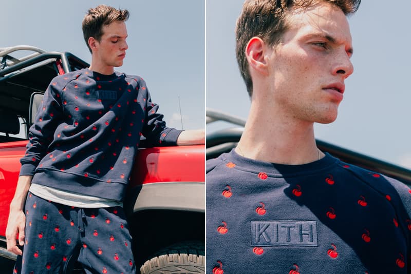 KITH Coca Cola Capsule Collection Lookbook red hoodie blue swim trunks Converse Chuck Taylor red surfboard