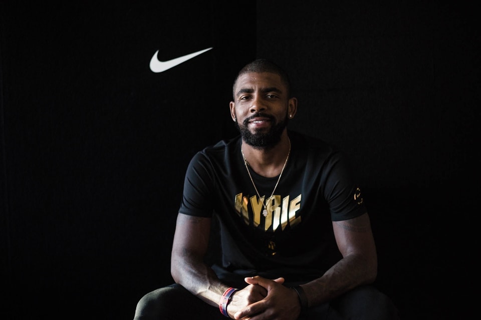Kyrie Irving goes to extreme lengths to cover up Nike swoosh on