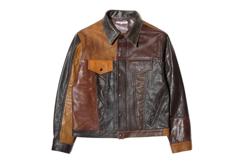 Needles Patchwork Leather Trucker Jacket