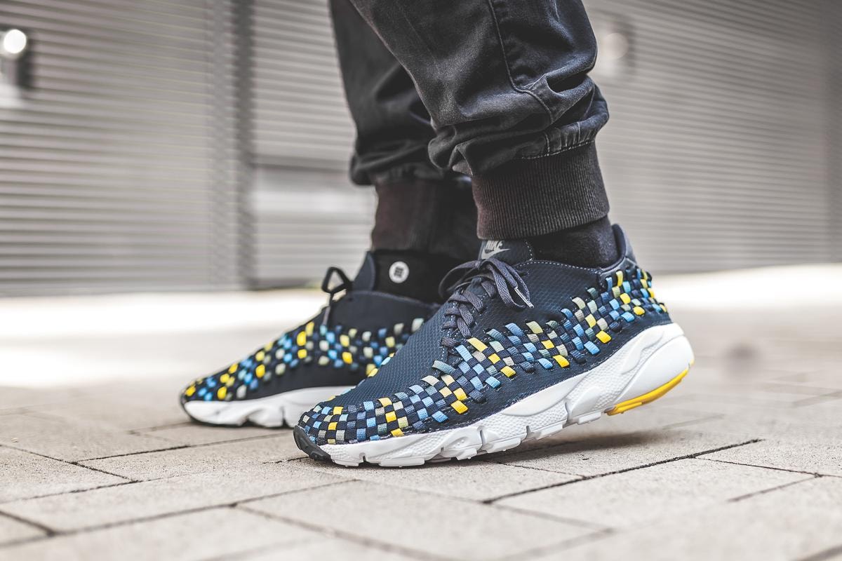 Nike Air Footscape Woven NM Ripstop On Feet Sneakers Shoes Footwear Grey Dark Obsidian Blue Tour Yellow 2017 August Release Date Info Afew