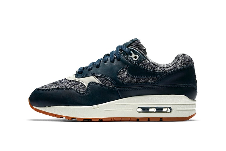 The Next Pair of Nike Air Max 1 Premiums Mix Woven Navy Textile With Classic Gum Soles