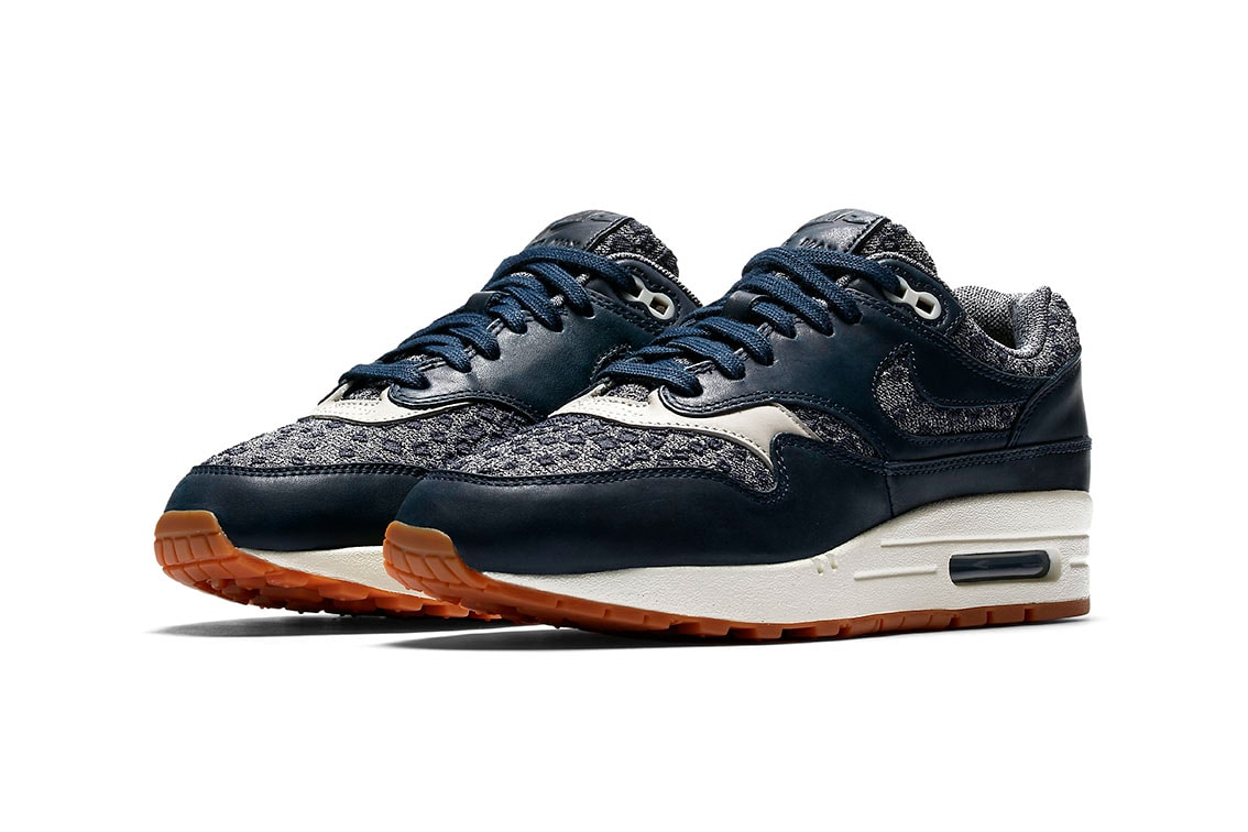 Nike Air Max 1 Premium Woven Navy With Gum Soles Off White Blue