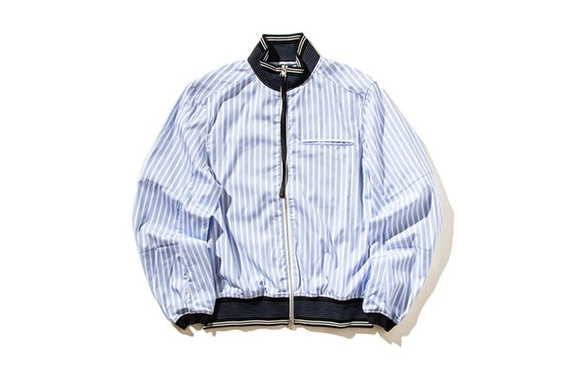 OAMC Team Shirt Padded Short Sleeve Full Zip Blue White Stripe 2017 Fall Winter