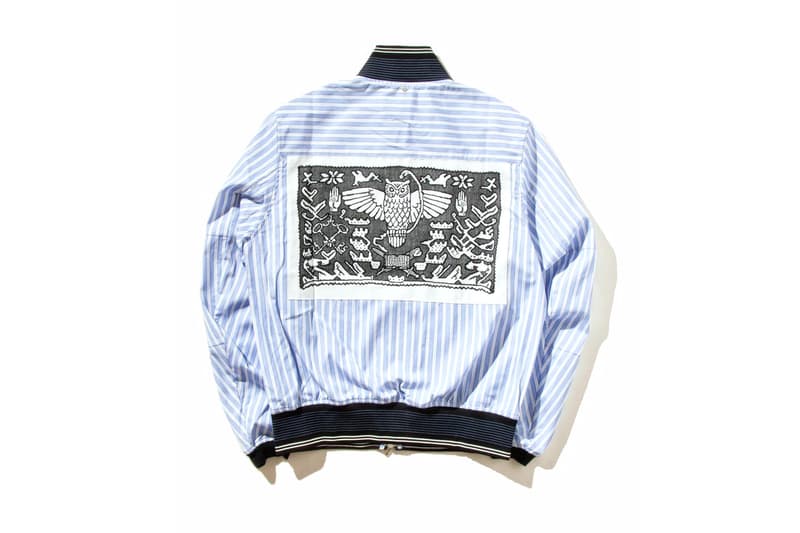 OAMC Team Shirt Padded Short Sleeve Full Zip Blue White Stripe 2017 Fall Winter
