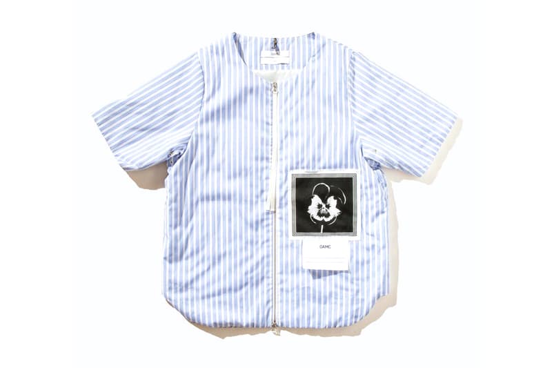 OAMC Team Shirt Padded Short Sleeve Full Zip Blue White Stripe 2017 Fall Winter