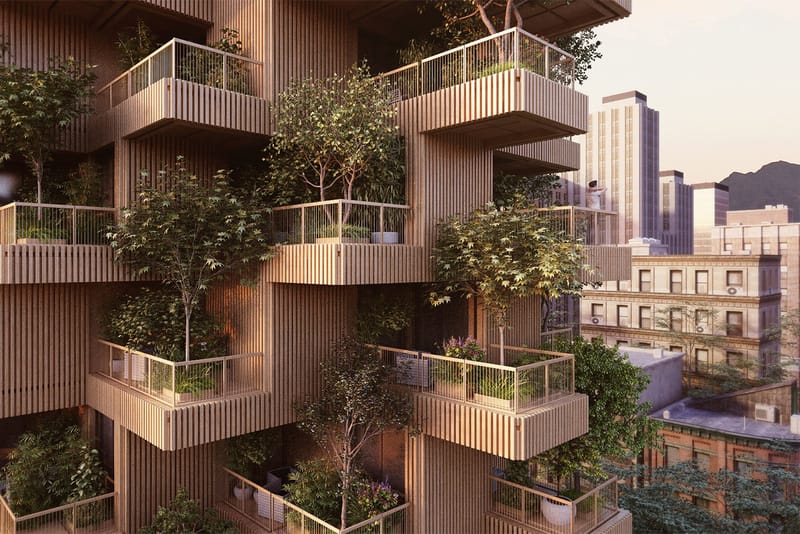 This 18-Story Tree Tower Is Largely Made up of Massive Wood Panels & Timber