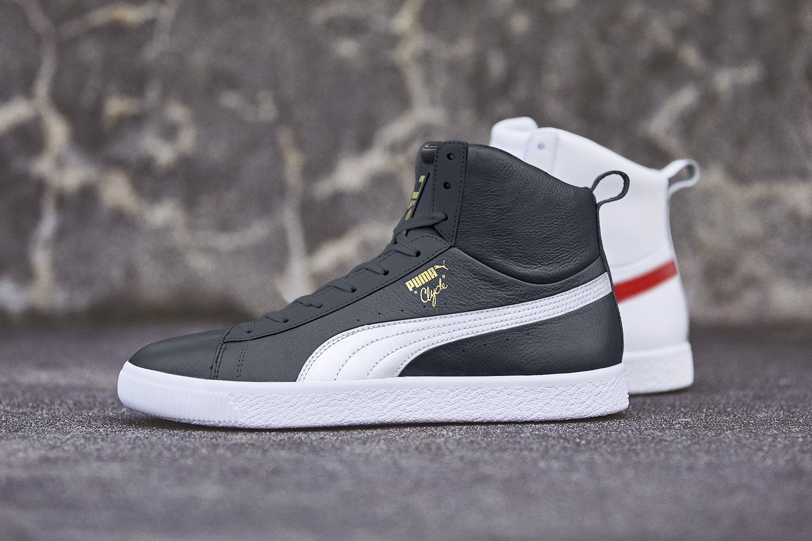 PUMA Clyde Mid Foil Sneakers Shoes Footwear 2017 August Release Date info black white red
